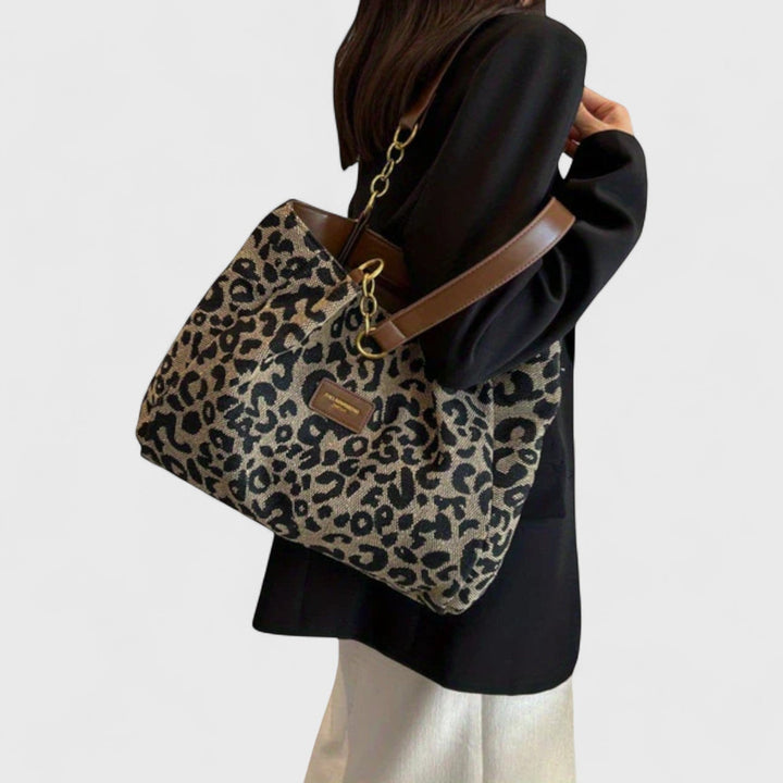 Alizee - Leopard Print Canvas Shopping Bag