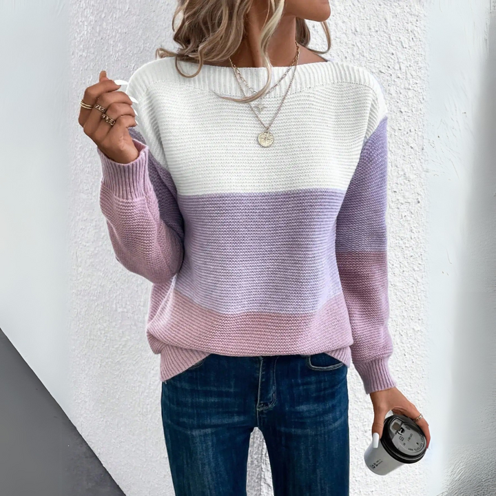 Clara | Elegant three-color patchwork sweater