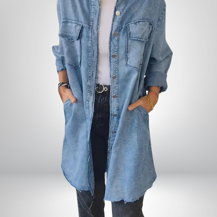 Liv - Long-sleeved denim jacket with a classic collar