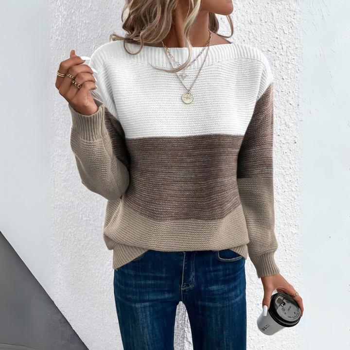 Clara | Elegant three-color patchwork sweater