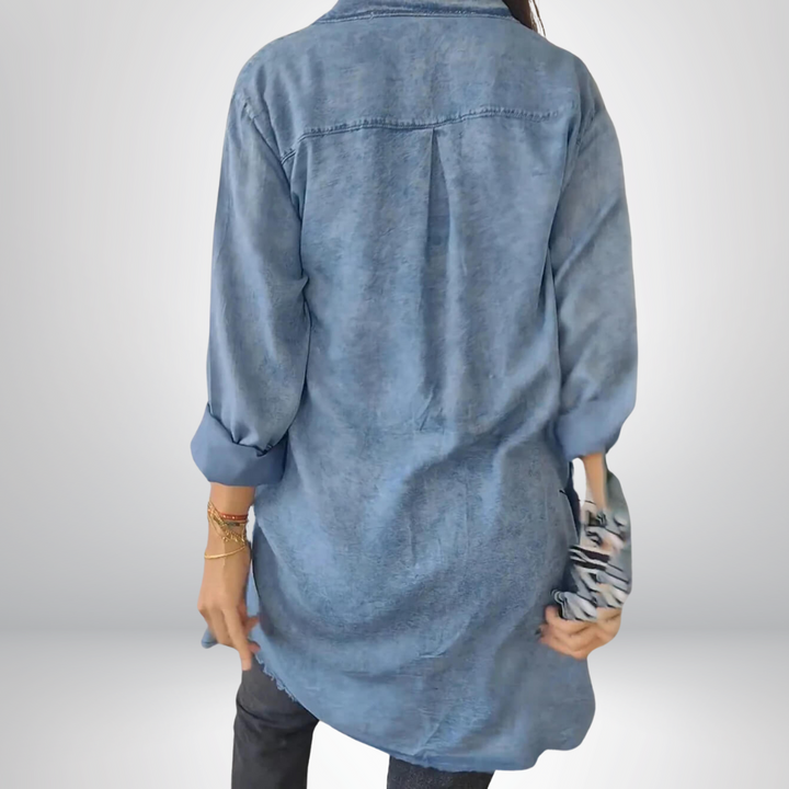Liv - Long-sleeved denim jacket with a classic collar