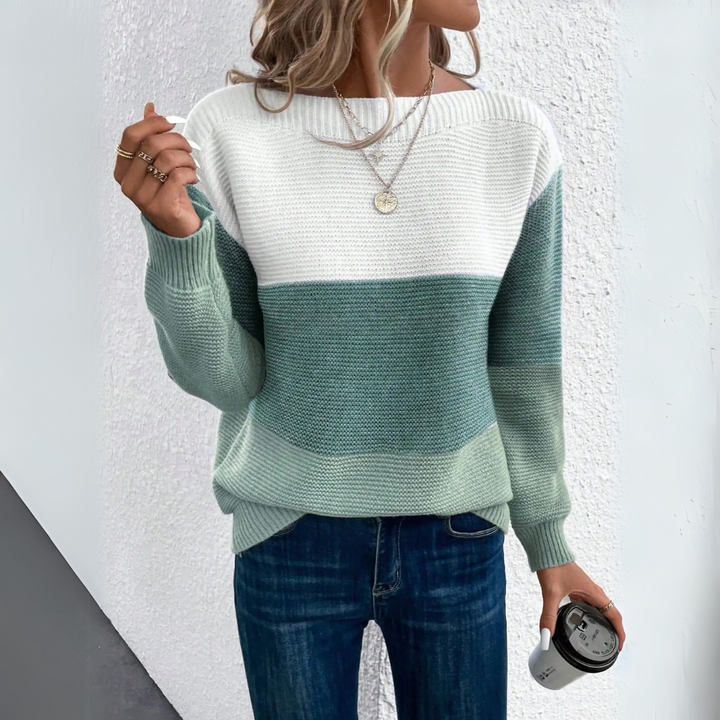 Clara | Elegant three-color patchwork sweater