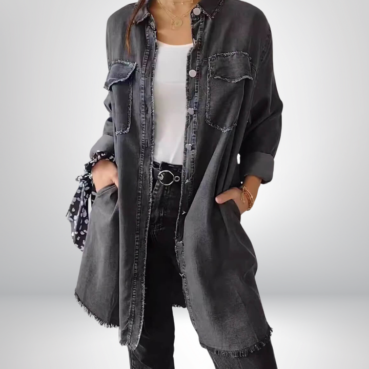 Liv - Long-sleeved denim jacket with a classic collar