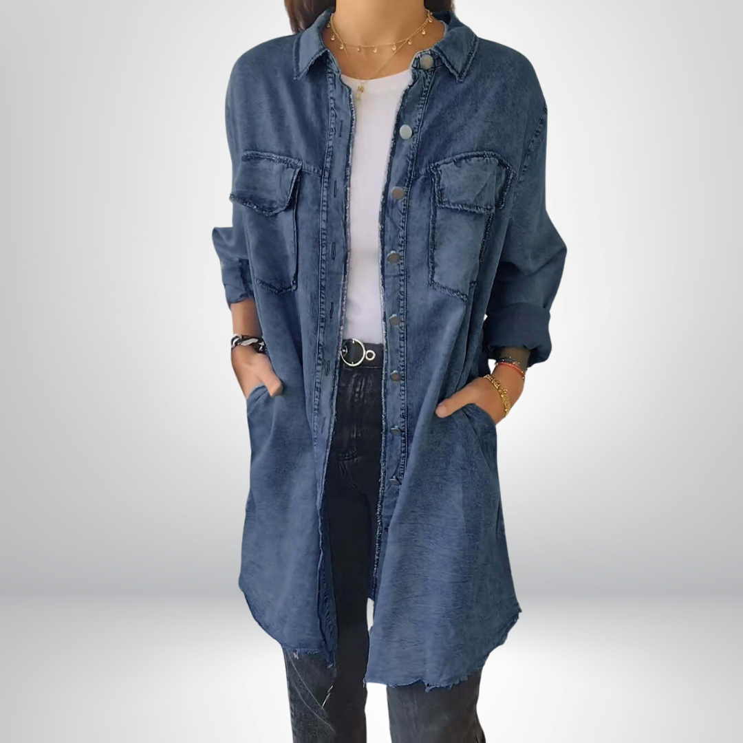 Liv - Long-sleeved denim jacket with a classic collar