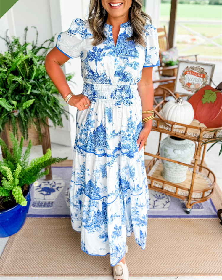 Eliza – Classic Toile Maxi Dress
