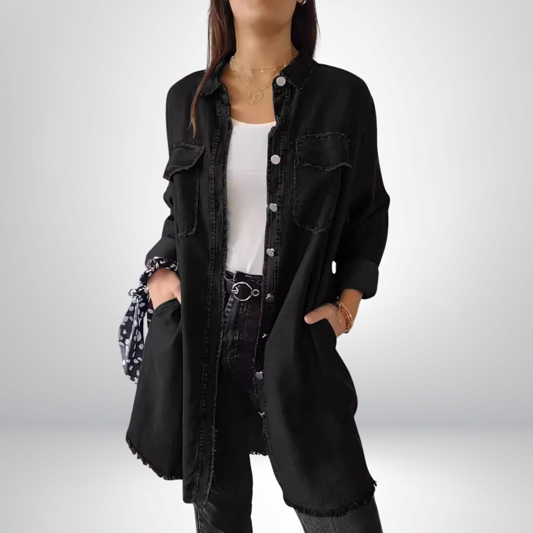 Liv - Long-sleeved denim jacket with a classic collar