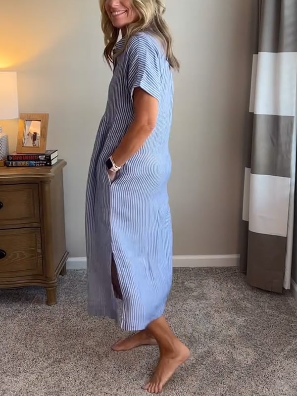 Malina – Striped Shirt Dress with Pockets