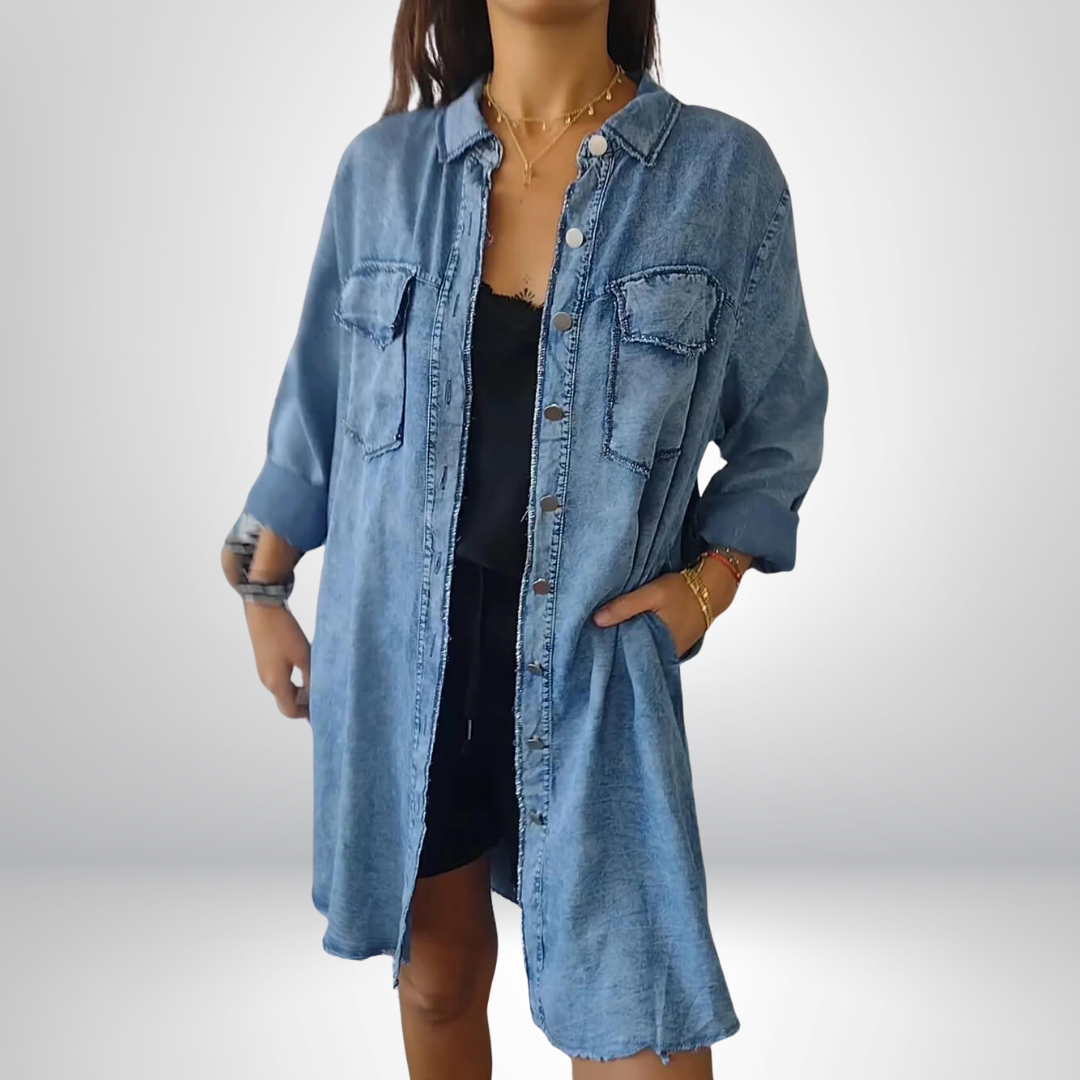 Liv - Long-sleeved denim jacket with a classic collar