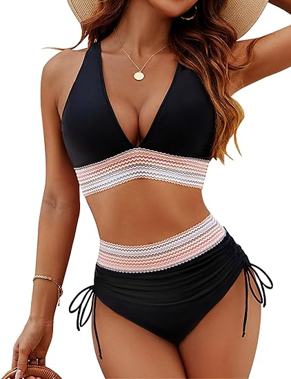 Connie – High-Waisted Color Block Bikini Set