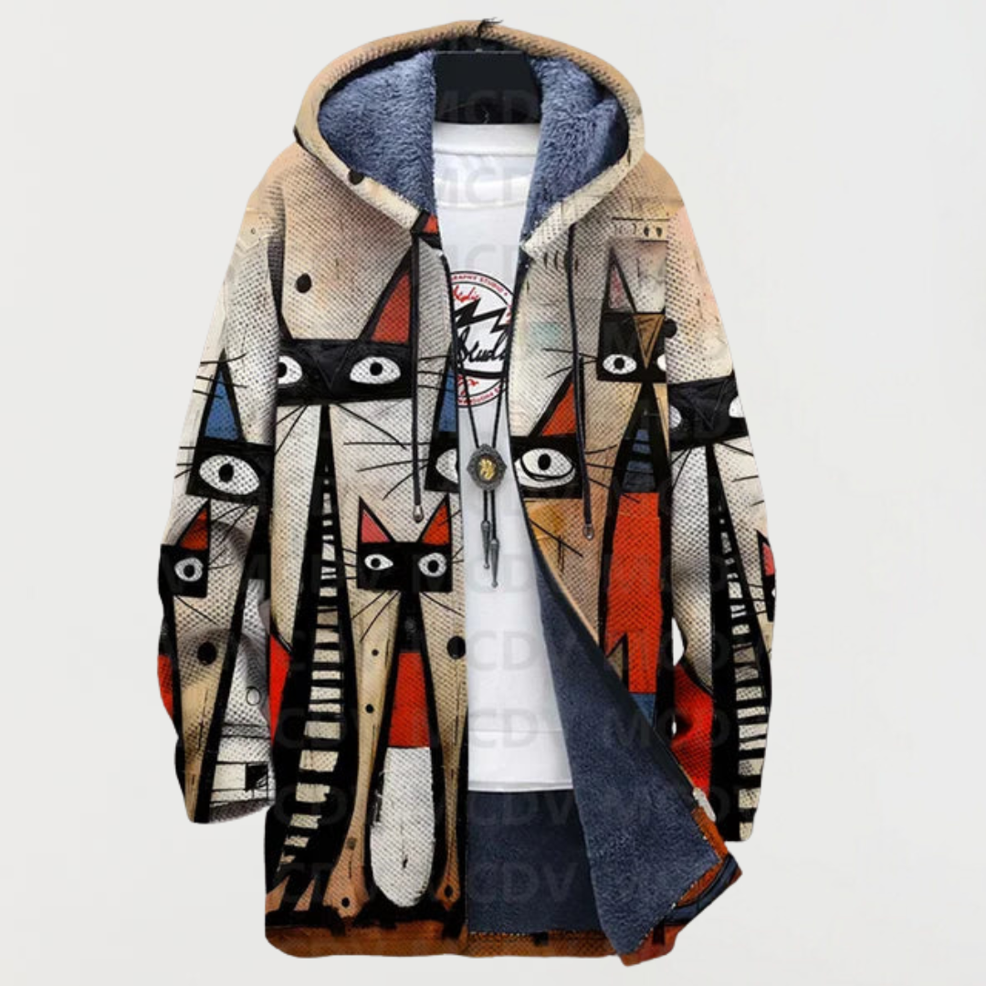 Cleo | Abstract Cardigan with Cat