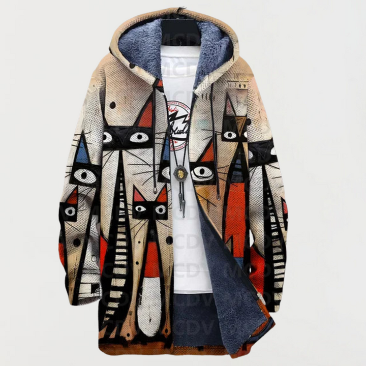 Cleo | Abstract Cardigan with Cat