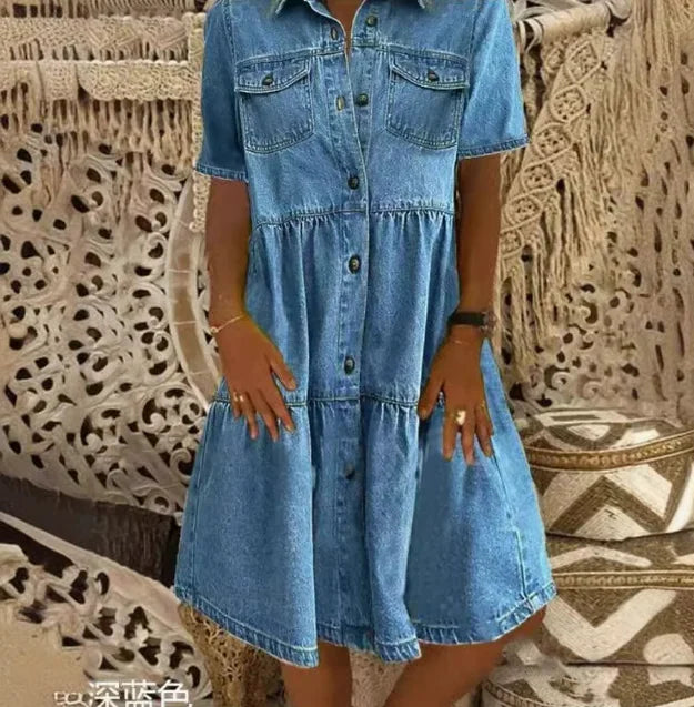 Amelia - Boho Denim Dress