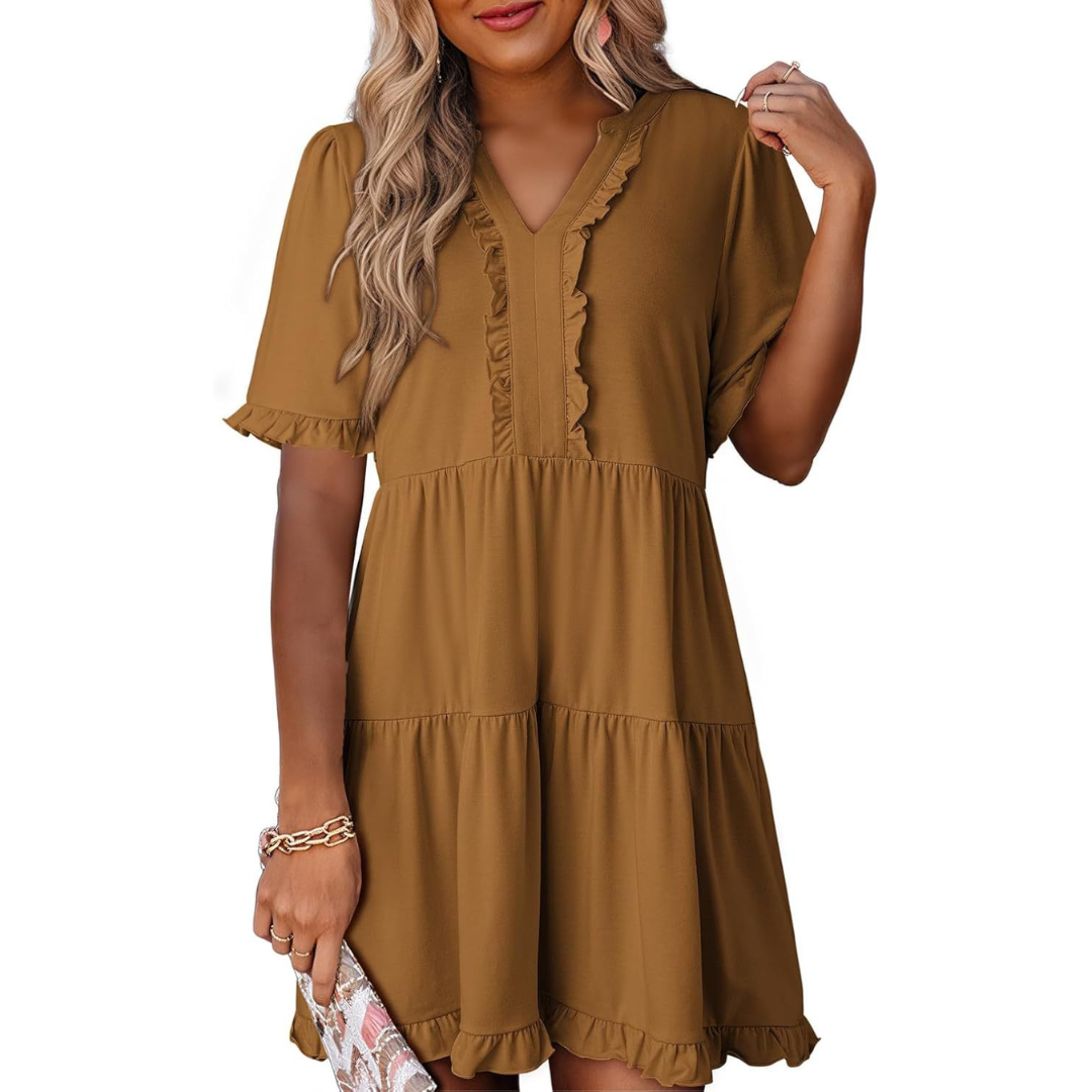 Shaila – Casual V-Neck Mini Dress