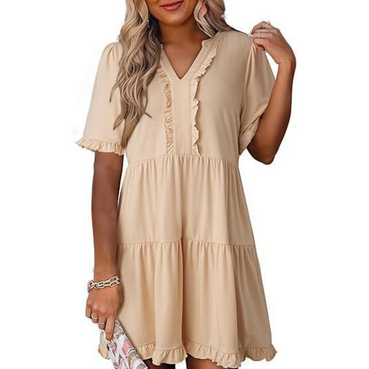 Shaila – Casual V-Neck Mini Dress