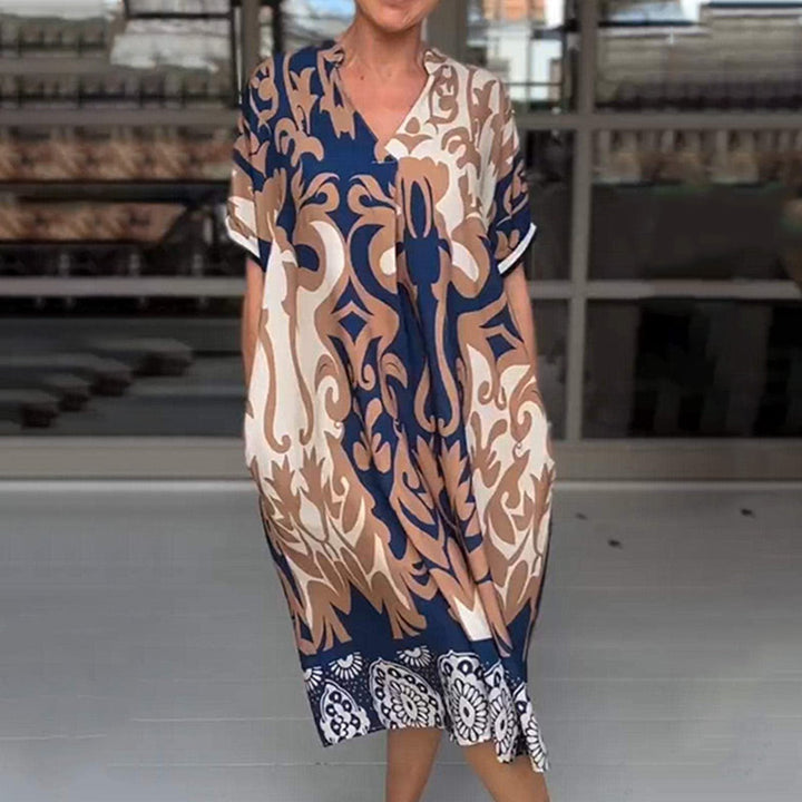 Marcia – Printed V-Neck Midi Dress