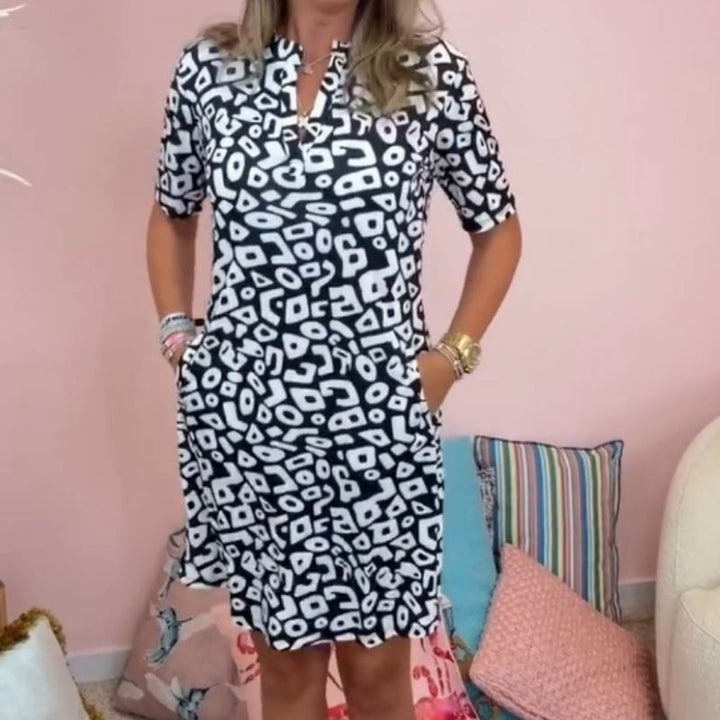 Joanne – Casual V-Neck Printed Dress