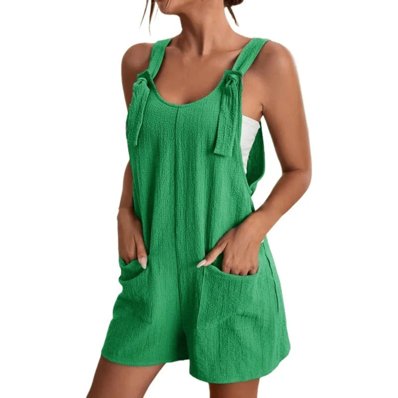 Kelly – Casual Tie-Strap Romper with Pockets